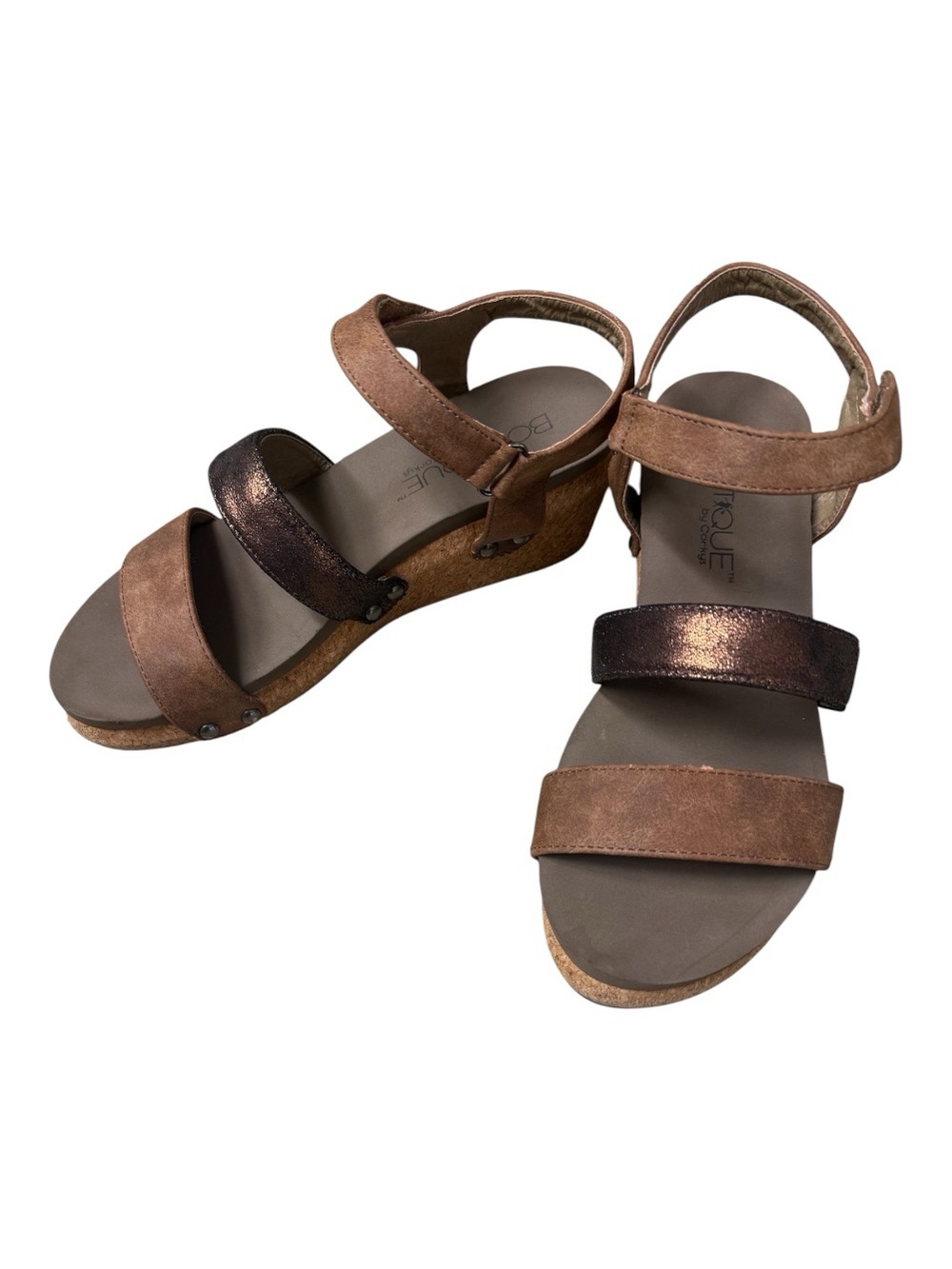 Corkys Boutique Women’s Cona MetallicBronze and Brown Comfort Wedges Size 9